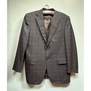 Canali Saks Fifth Avenue Men's Pure Wool Checkered Blazer Jacket Large Brown